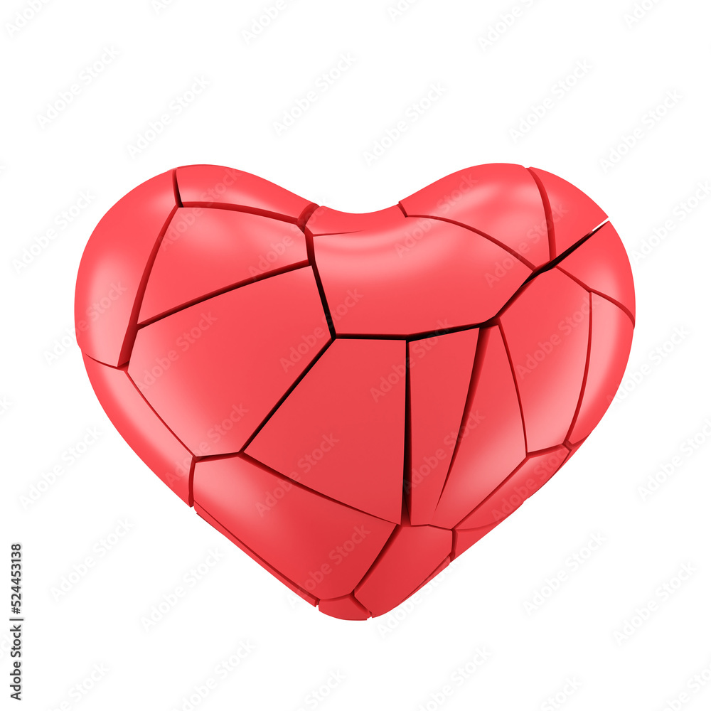 3D broken heart. 3D element.