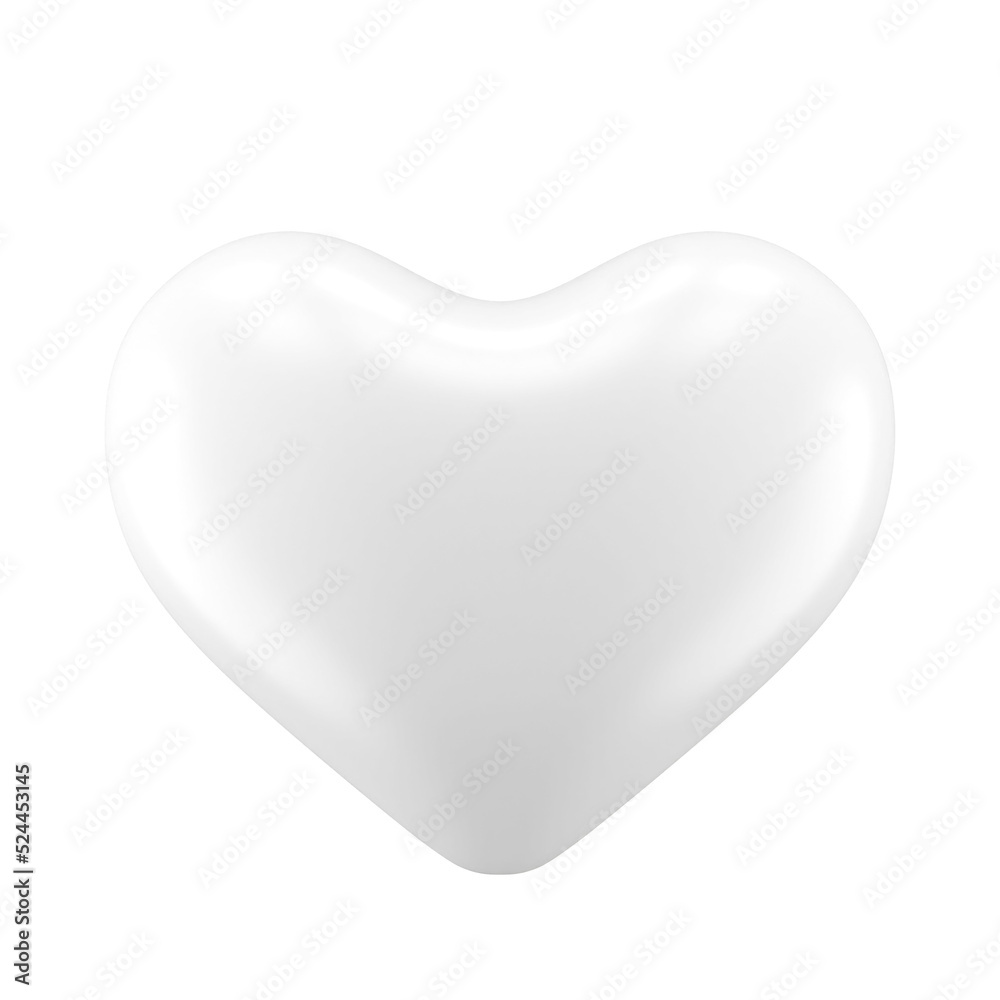 3D heart. White heart. 3D element. 3D heart. White heart. 3D element.