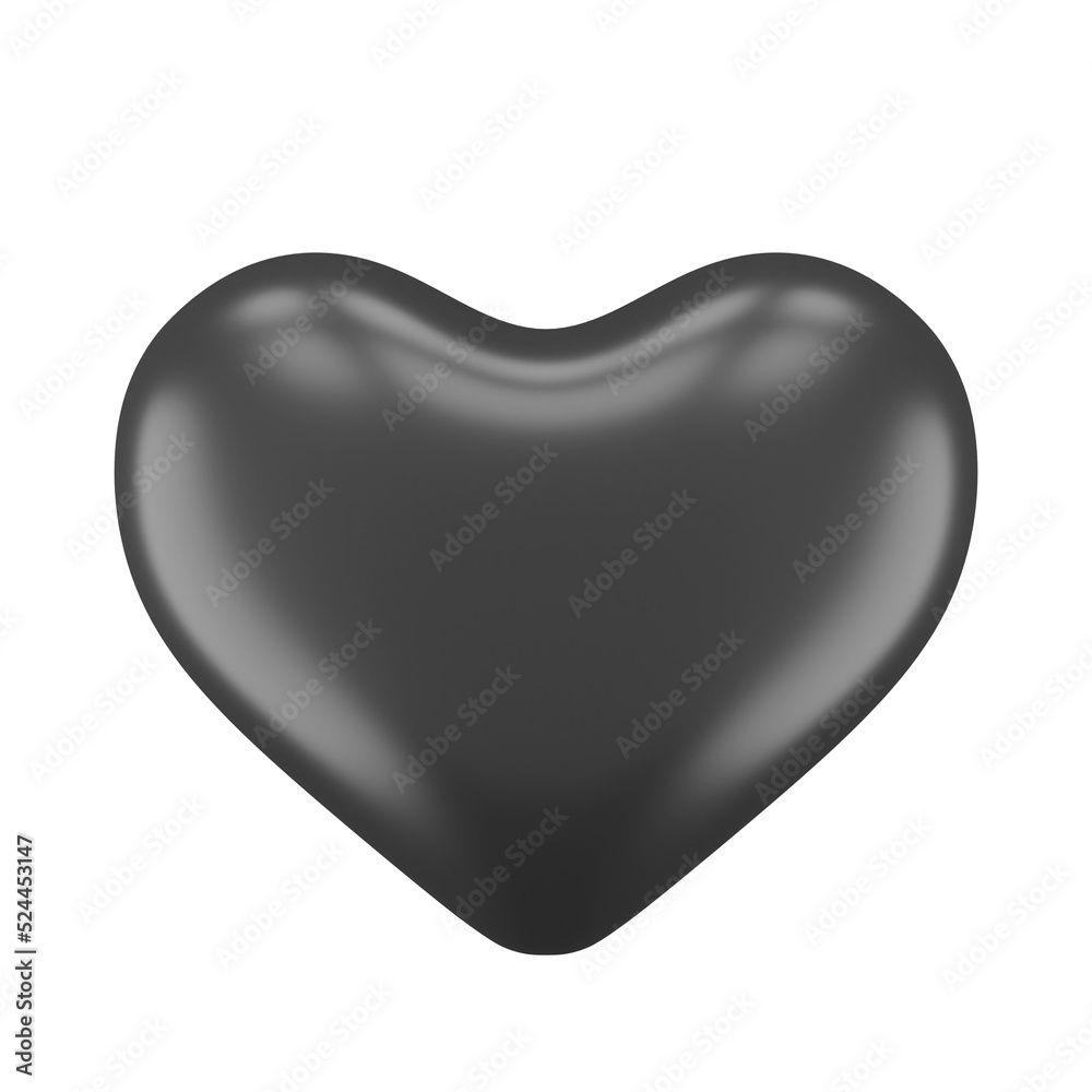 3D heart. Black heart. 3D element.