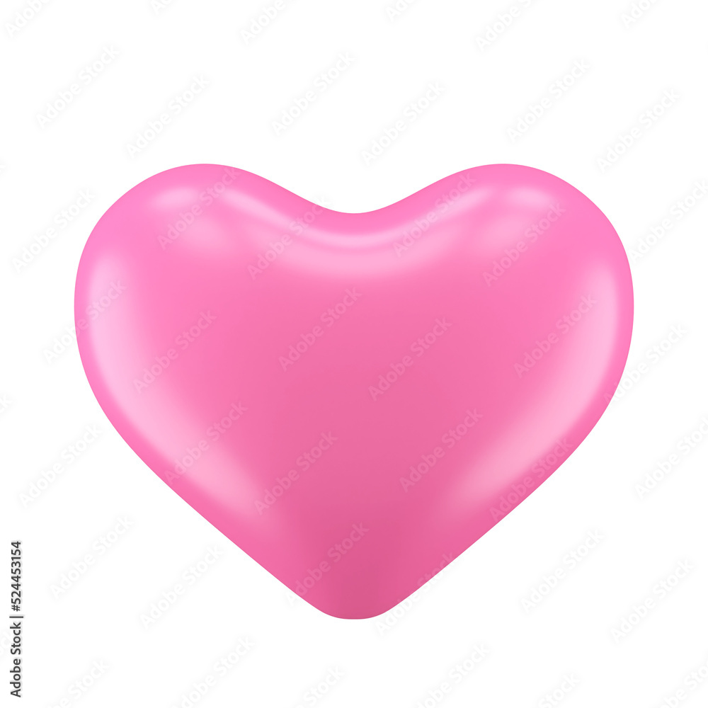 3D heart. Pink heart. 3D element.