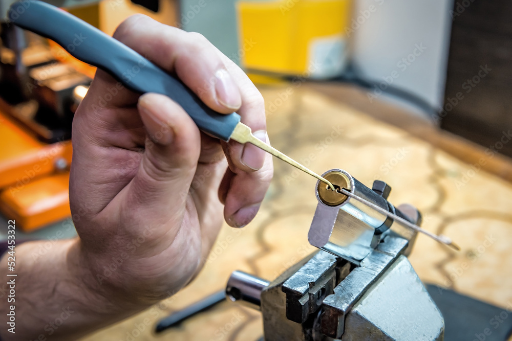 locksmith repairs door lock cylinder