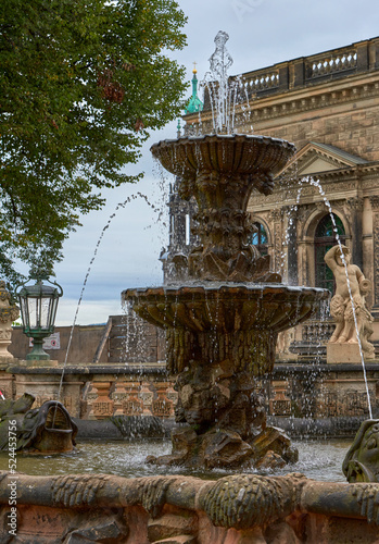 Fountain in the park of Zwinger palacial complex, Dresden, Germany photo