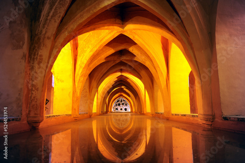 Legend of Dona Maria de Padilla. Baths of Dona Maria de Padilla in the Alcazar of Seville, Andalusia Spain