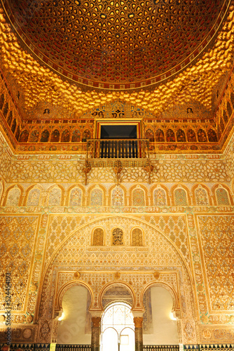 Cultural tourism in Andalusia. Hall of Ambassadors of the Alcazar of Seville, Andalusia, Spain