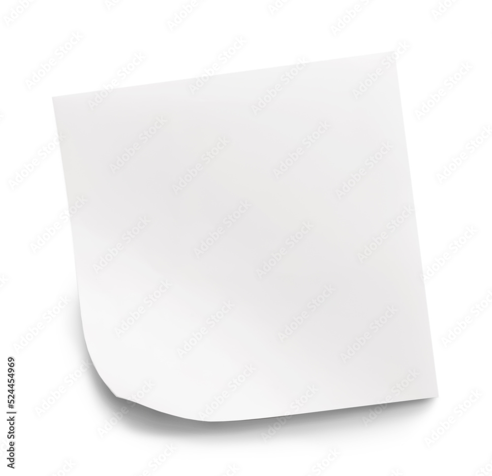 Blank sticky note on white background, top view Blank sticky note on white background, top view
