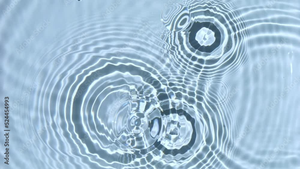 Water drop falling down in slow motion, Top view
