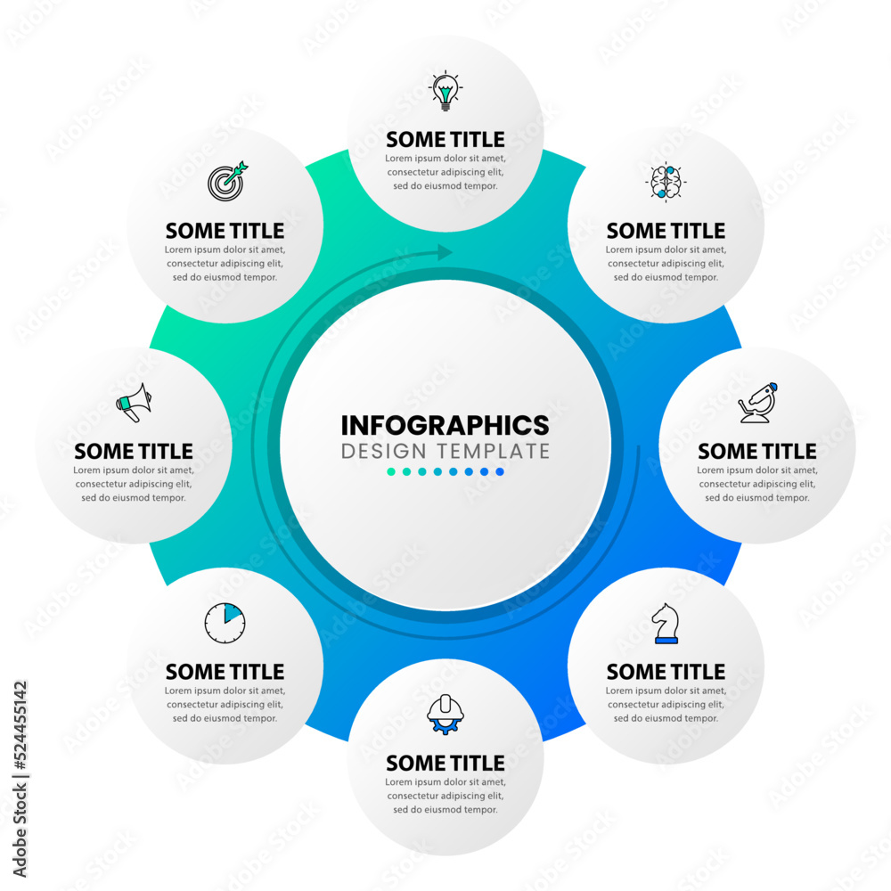 Infographic template. 8 ring in a circle with an arrow Infographic template. 8 ring in a circle with an arrow