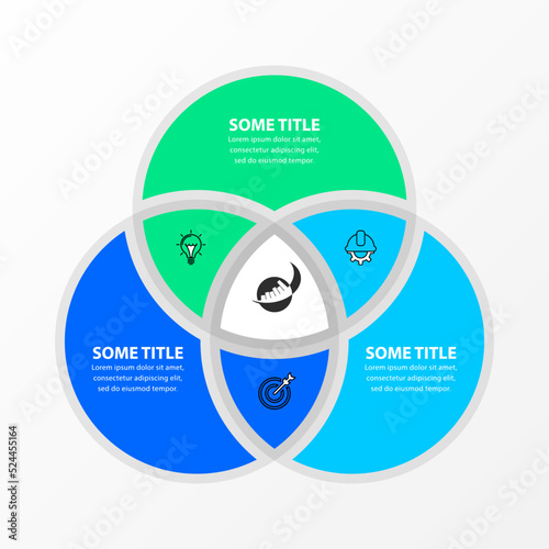 Infographic Template. 3 connected circles with text and icons