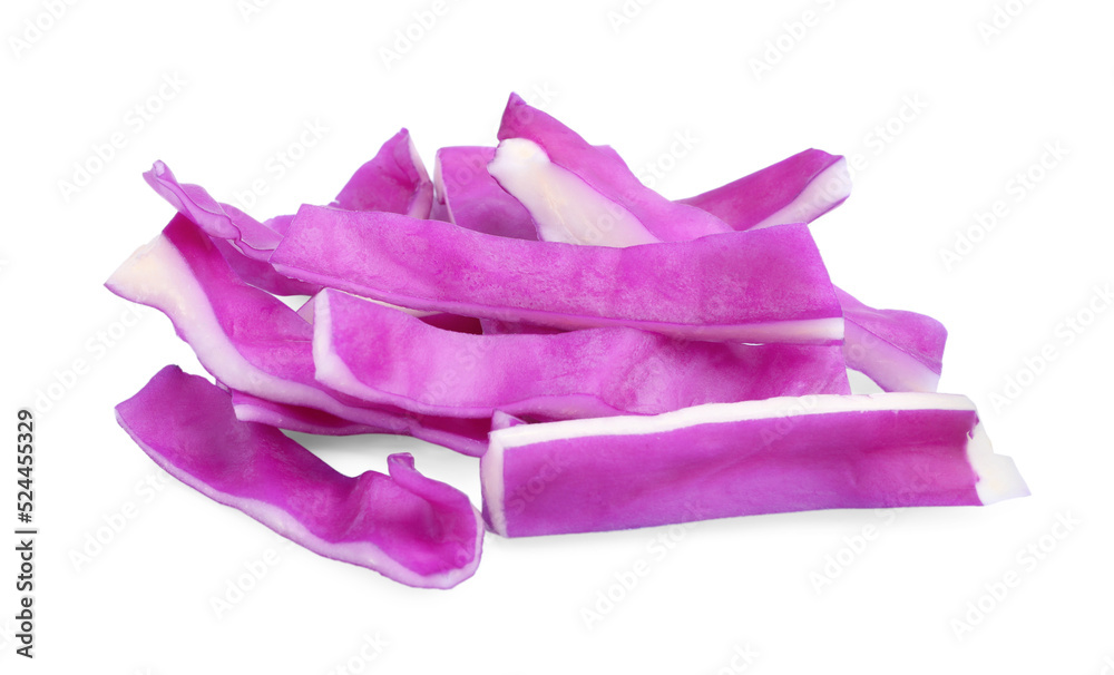 Fototapeta premium Shredded fresh red cabbage isolated on white