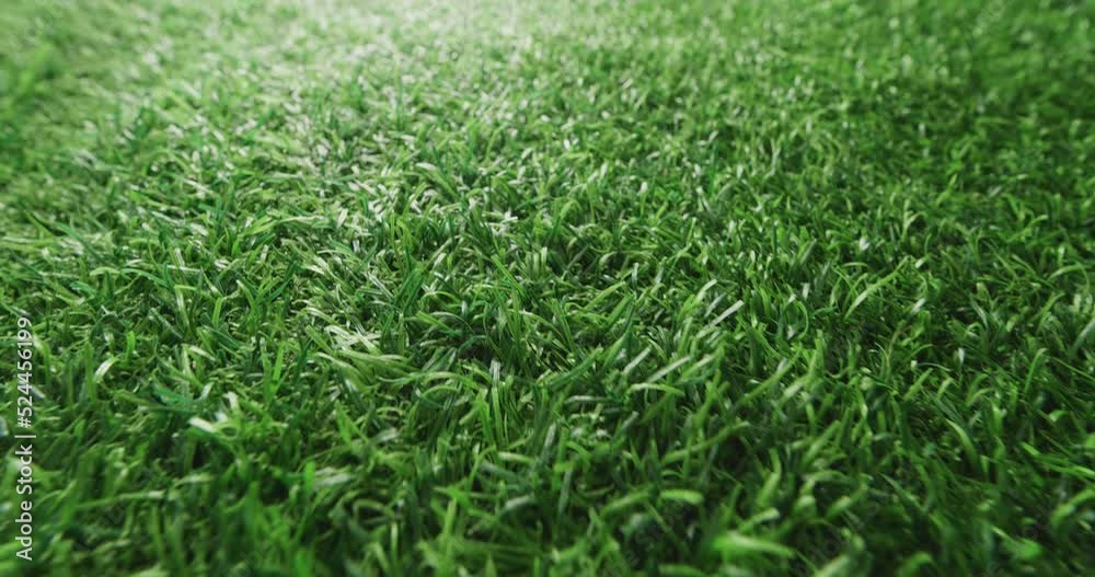 Closeup of green artificial grass, Slider shot
