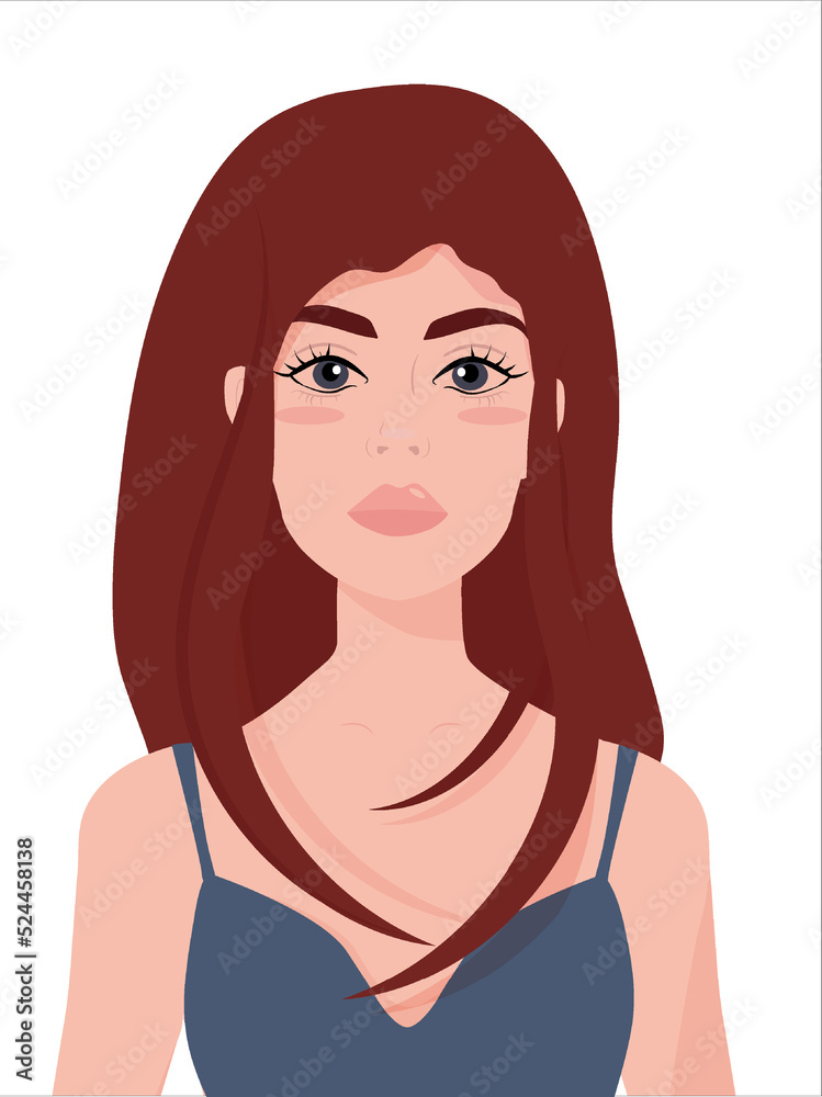portrait of a girl with brown hair in a flat style. avtar. painting for home portrait of a girl with brown hair in a flat style. avtar. painting for home