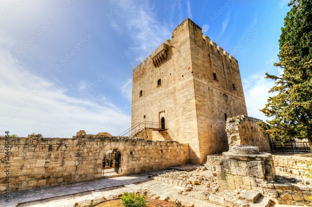The medieval castle of Kolossi. It is situated in the south of Cyprus, in Limassol. The castle dates back to the crusades and it constitutes a landmark of the area.