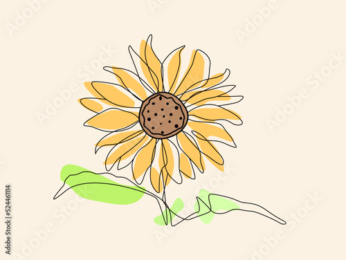 Flower hand drawn one line art illustration vector drawing beautiful design
