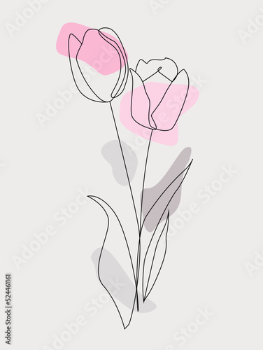 Flower hand drawn one line art illustration vector drawing beautiful design
