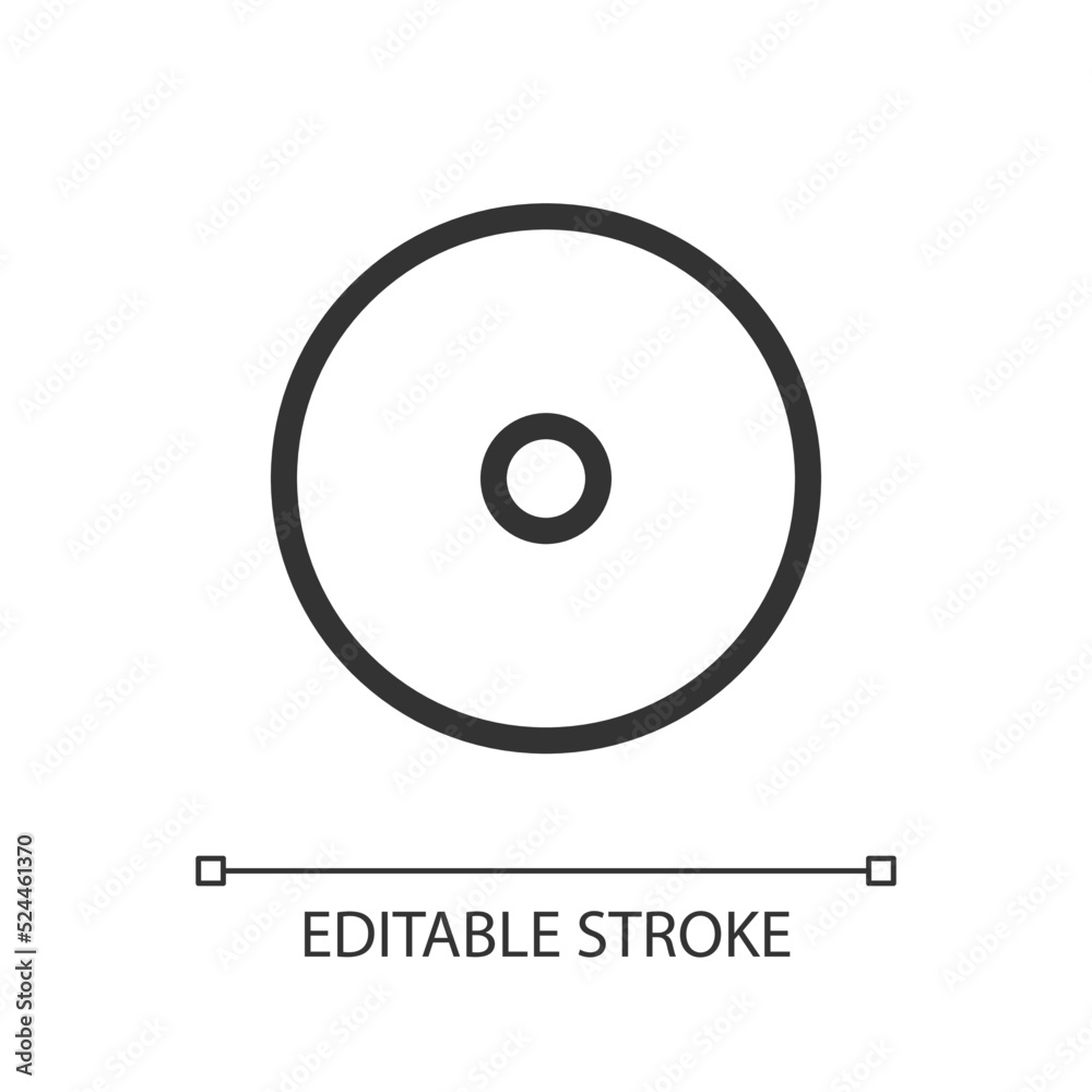 Disc storage pixel perfect linear ui icon. Data record device. Copy and save files. Memory. GUI, UX design. Outline isolated user interface element for app and web. Editable stroke. Arial font used Disc storage pixel perfect linear ui icon. Data record device. Copy and save files. Memory. GUI, UX design. Outline isolated user interface element for app and web. Editable stroke. Arial font used