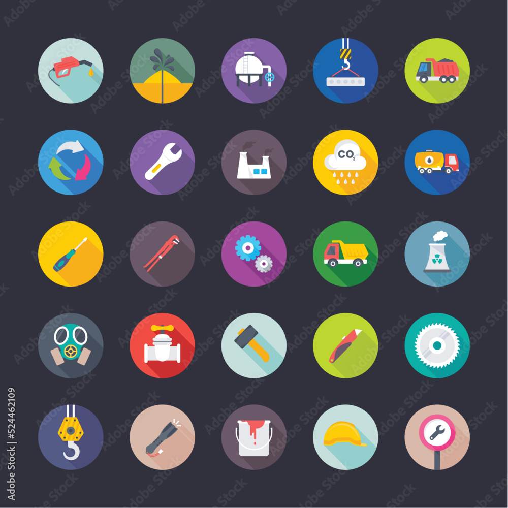 Industrial and Construction Flat Icons
Industrial and Construction Flat Icons