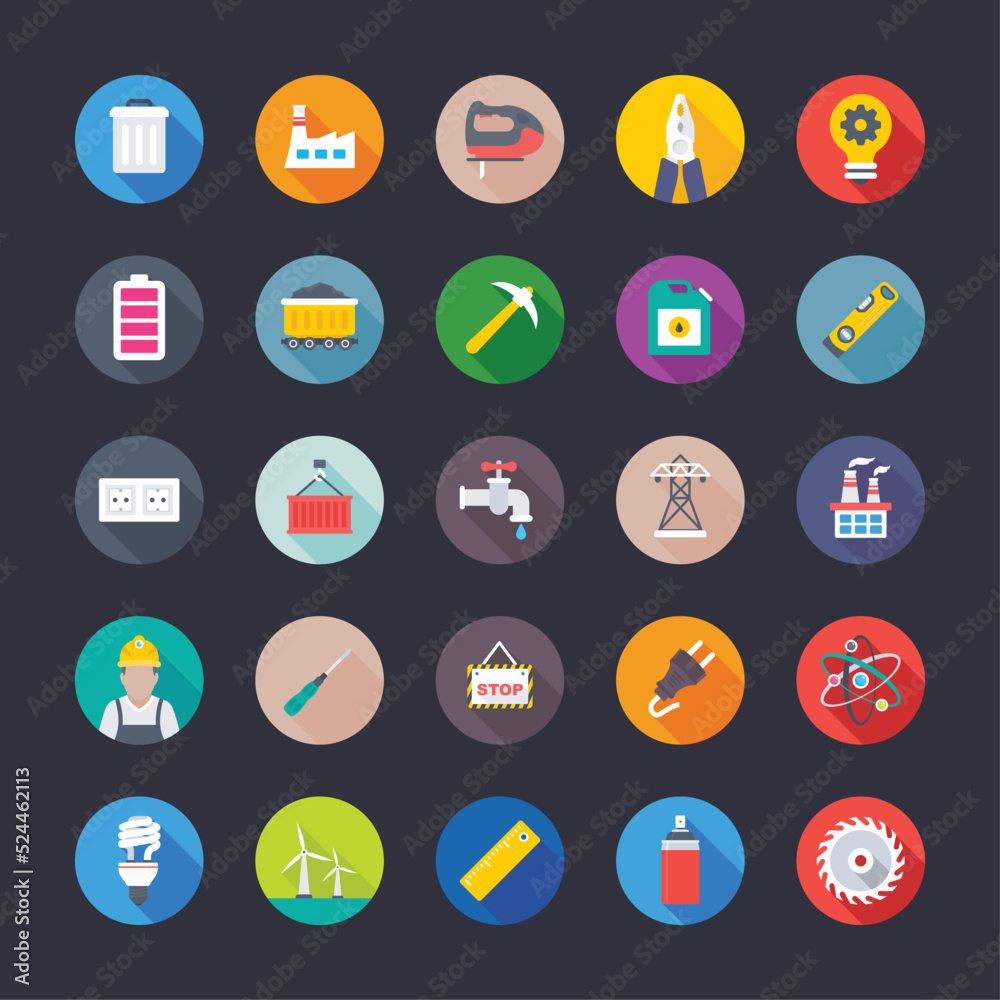 Flat Icons of Construction and Industries
Flat Icons of Construction and Industries