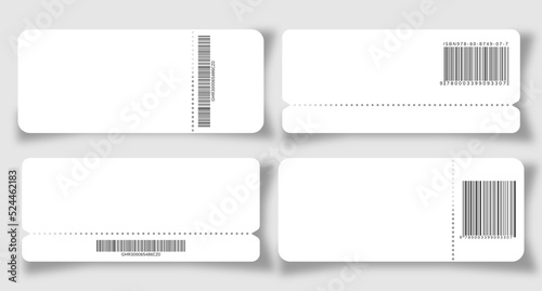 Set blank ticket template. Concert ticket, lottery coupons. Vector coupon 