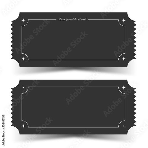 Set blank ticket template. Concert ticket, lottery coupons. Vector coupon	
