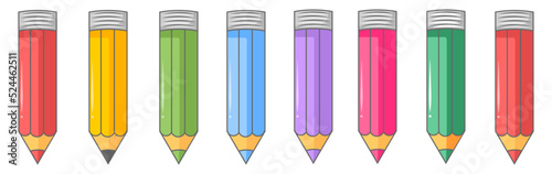 pencils isolated on white background. School small colored pencils. Good background site for artists and for children's education. vector illustration