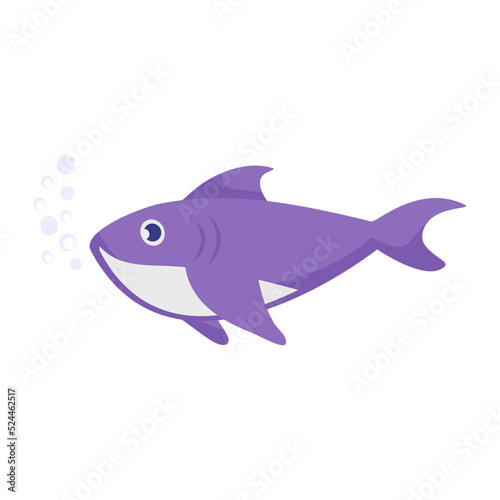 Cute Shark Concept vector color icon design  Deep sea creature symbol  Aquatic Elements Sign  Underwater animal stock illustration