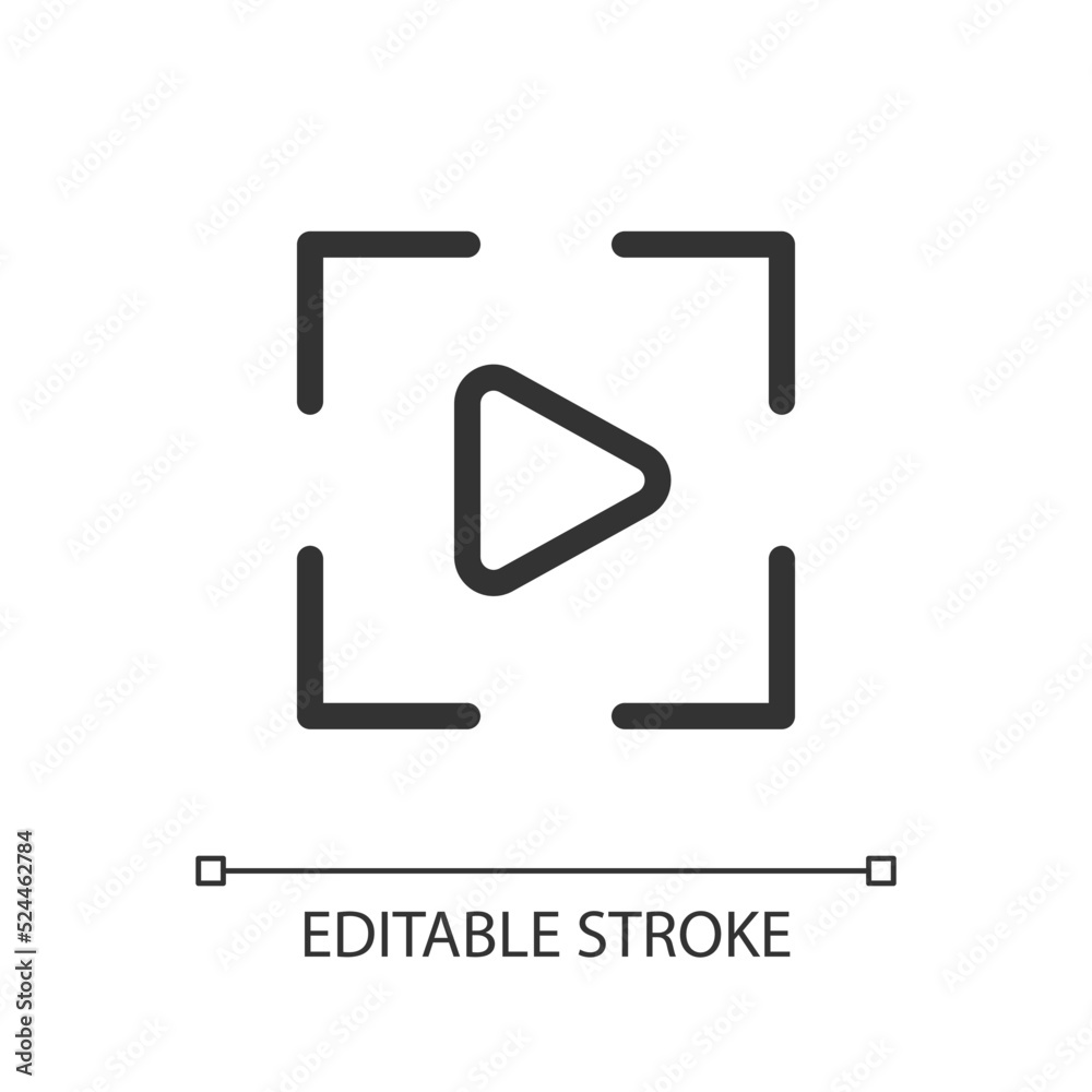 Video mode pixel perfect linear ui icon. Digital camera function. Electronic visual format. GUI, UX design. Outline isolated user interface element for app and web. Editable stroke. Arial font used Video mode pixel perfect linear ui icon. Digital camera function. Electronic visual format. GUI, UX design. Outline isolated user interface element for app and web. Editable stroke. Arial font used