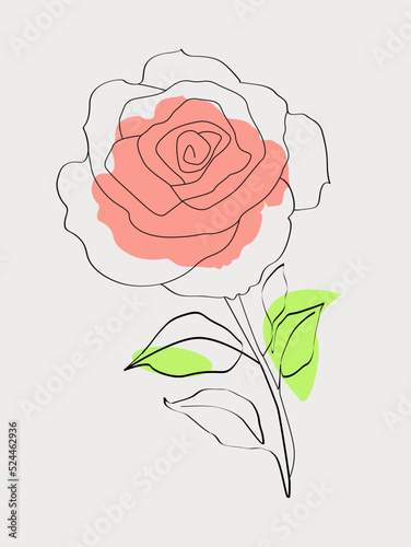 Flower hand drawn one line art illustration vector drawing beautiful design
