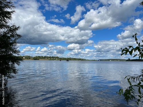 view of the Moscow Canal. summer, blue sky, clouds