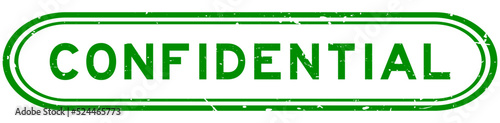 Grunge green confidential word rubber seal stamp on white background