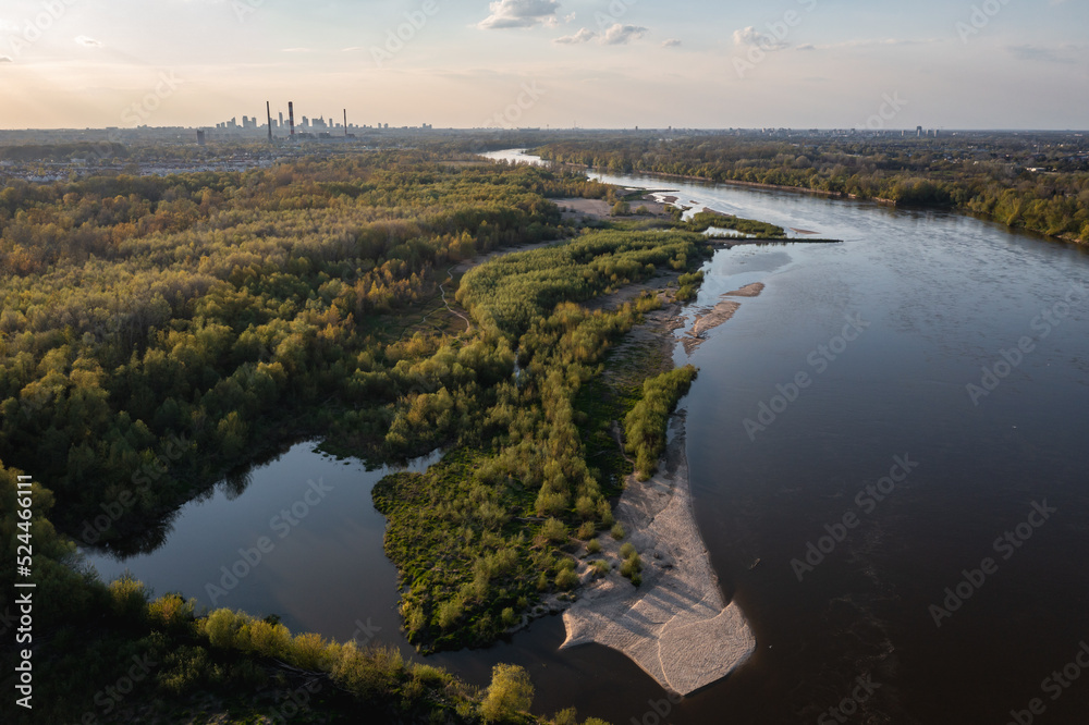 Vistula River in Zawady area of Warsaw city, Poland