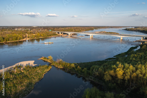 Anna Jagiellon - South Bridge on the River Vistula in Warsaw city  Poland  drone photo