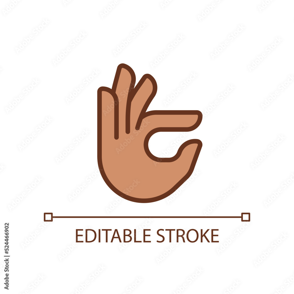 Fingers holding small item pixel perfect RGB color icon. Hand gesture. Interaction process. Isolated vector illustration. Simple filled line drawing. Editable stroke. Arial font used