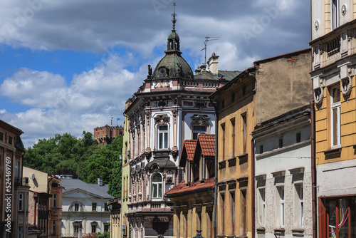 Townhouses on Gleboka Street in historic part of Cieszyn city, Poland