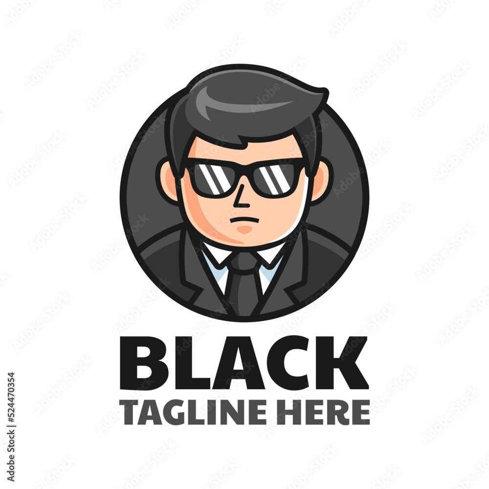 Man with Black Suit Logo Design
