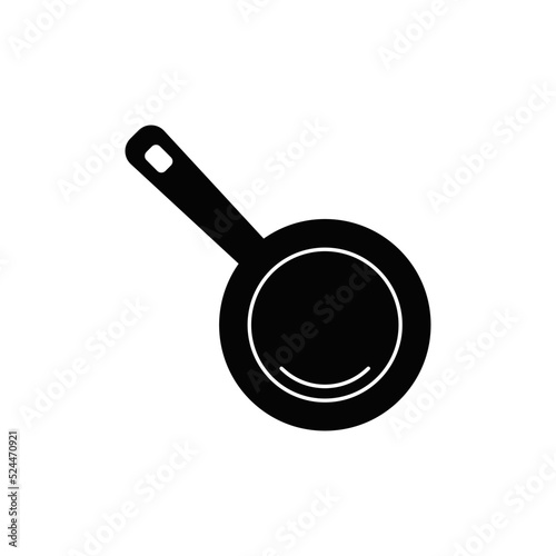 Frying pan icon in black flat glyph, filled style isolated on white background