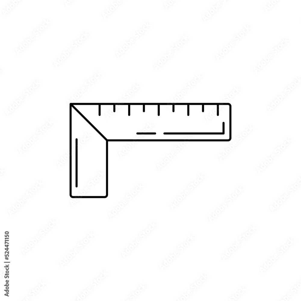 Measure tool, pencil and L square ruler icon in line style icon, isolated on white background Measure tool, pencil and L square ruler icon in line style icon, isolated on white background