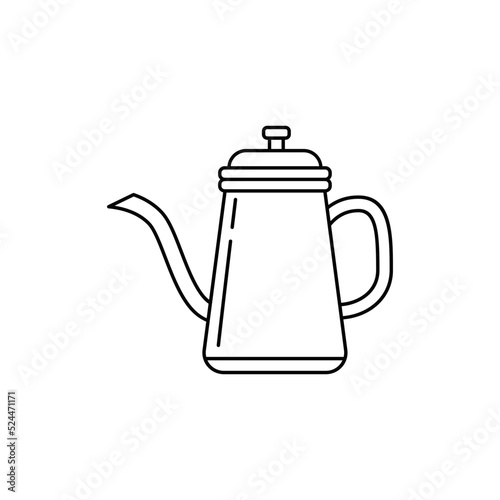 Coffee kettle, percolator icon in line style icon, isolated on white background