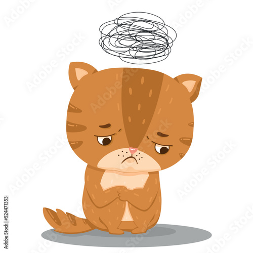 Grumpy sad cat depressed vector illustration