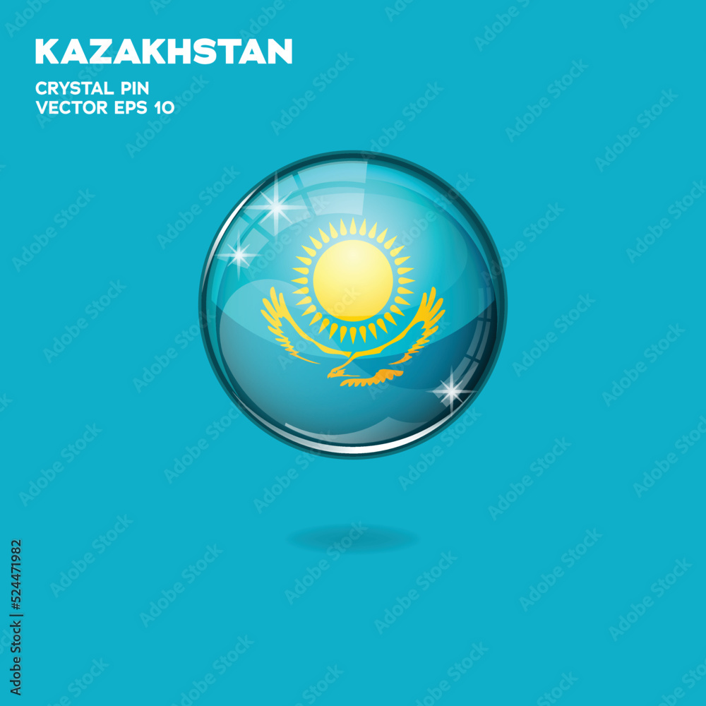 Fototapeta premium Kazakhstan Flag 3D Buttons