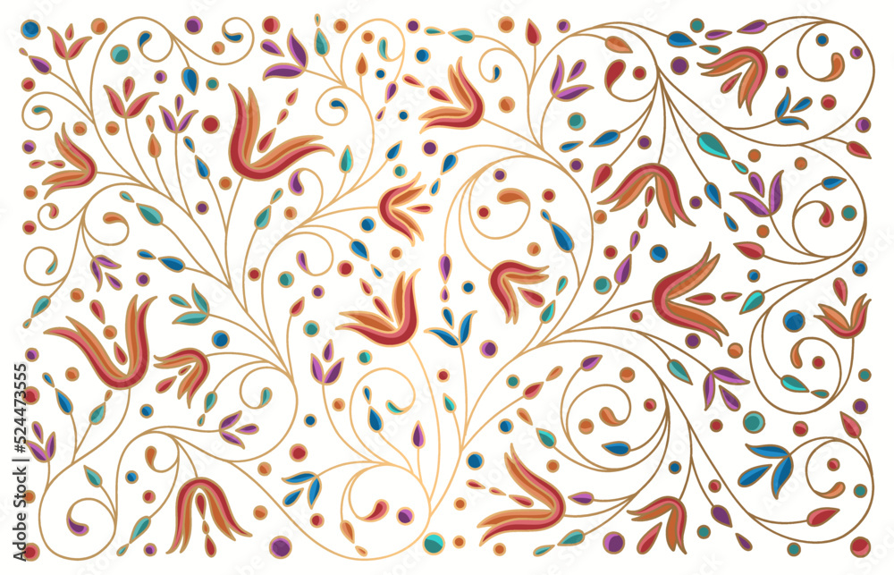 Abstract floral background. Vector ornament pattern. Paisley elements. Great for fabric, invitation, wallpaper, decoration, packaging or any desired idea. - obrazy, fototapety, plakaty 