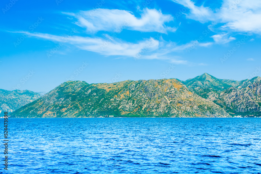Beautiful summer landscape of the Bay of Kotor coastline - Boka Bay