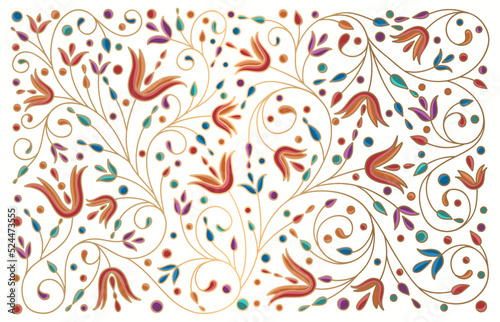 Abstract floral background. Vector ornament pattern. Paisley elements. Great for fabric, invitation, wallpaper, decoration, packaging or any desired idea.