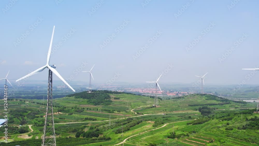 Aerial photography outdoor farmland wind turbine Aerial photography outdoor farmland wind turbine
