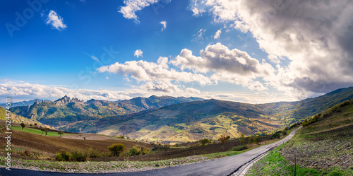 Panoramic rural landscape at sunset. Basilicata region, Italy