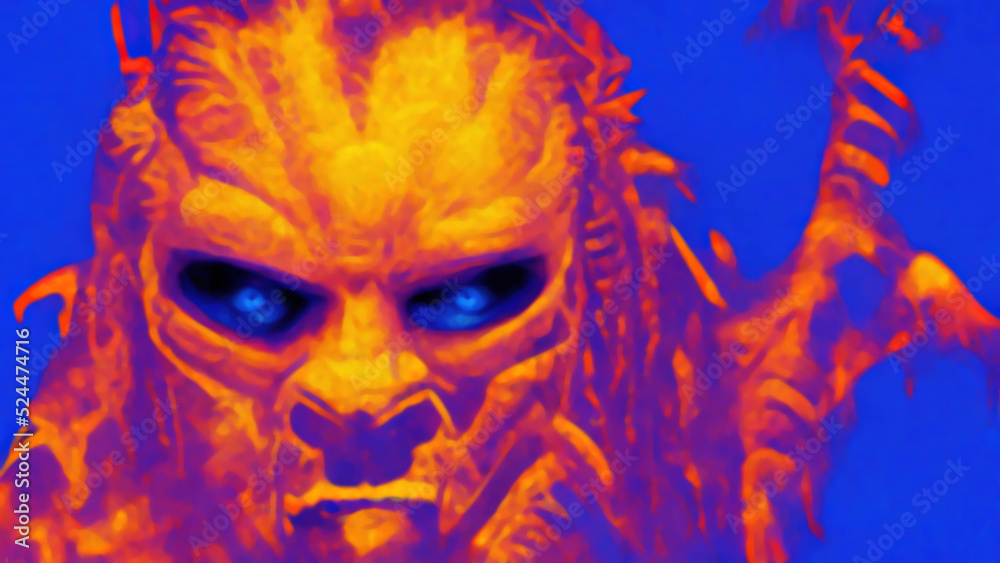 Thermal infrared image of predator. AI-generated image, not based on any actual scene Thermal infrared image of predator. AI-generated image, not based on any actual scene