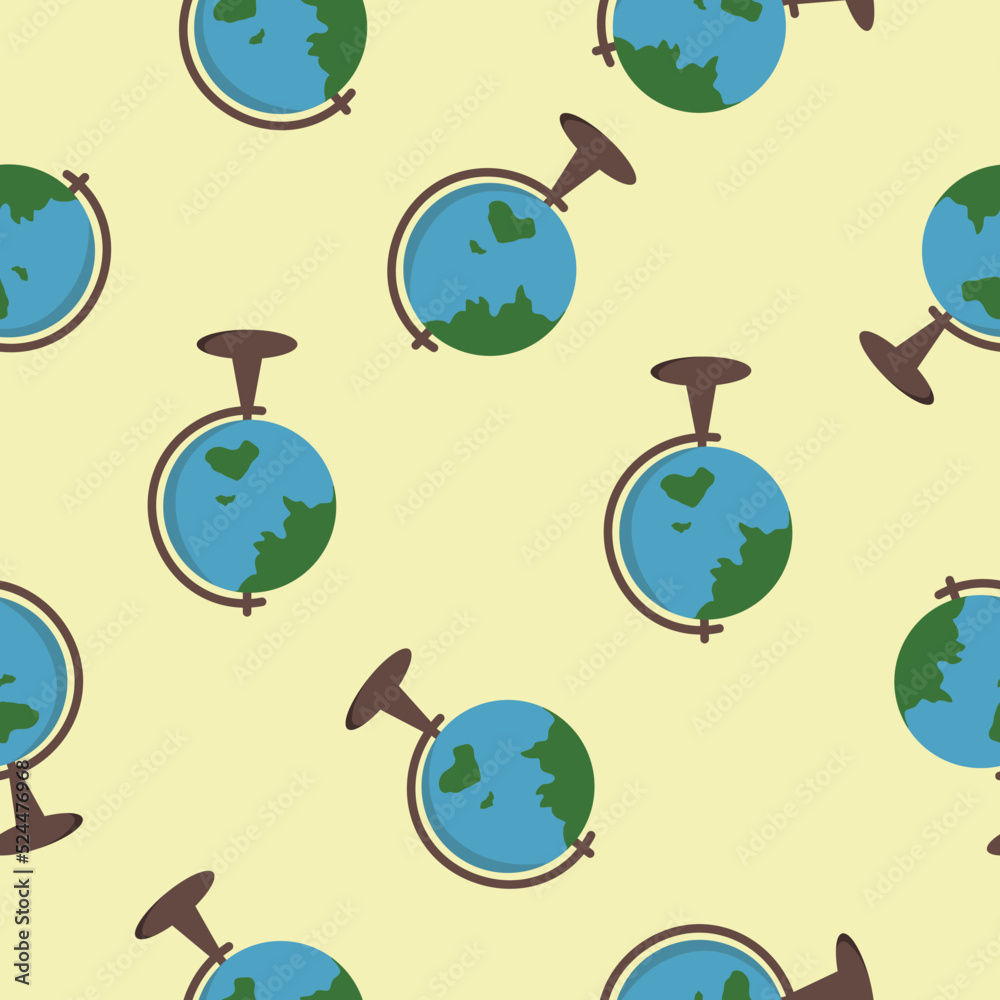Naklejka premium geography vector globes seamless pattern