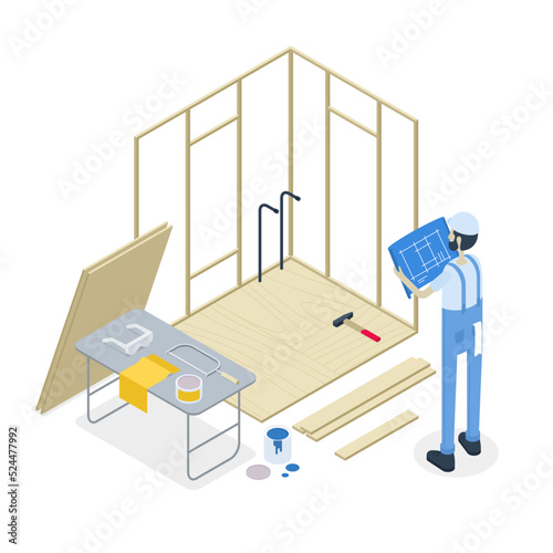 Building House Isometric Illustration