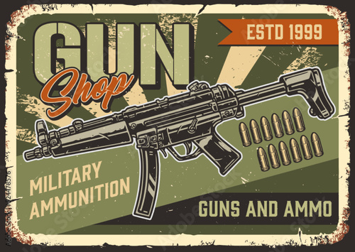 Gun shop vintage colorful logotype