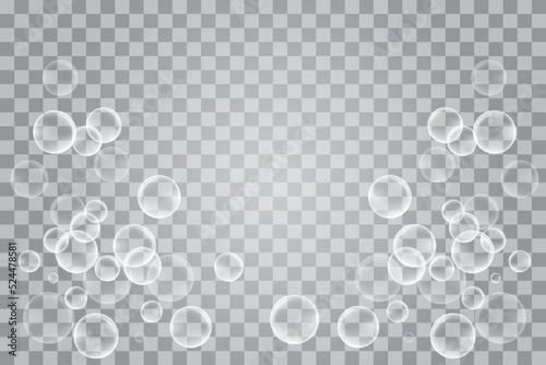 Water Bubble Pattern On Transparent Background. Vector Illustration