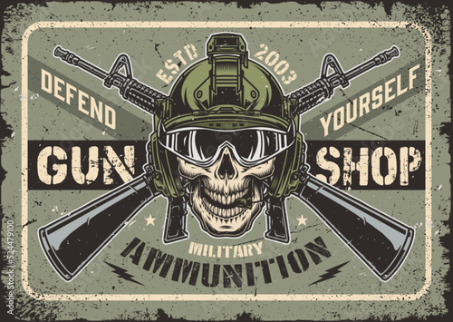 Military shop vintage colorful sticker